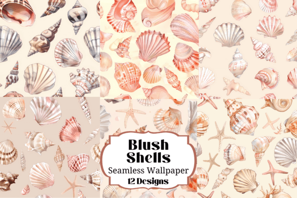 12 Blush Seashells Seamless Patterns