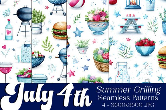 4th of July Grilling Seamless Patterns 5