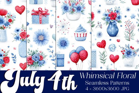 4th of July Whimsy Floral Patterns, S5