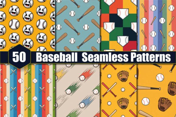50 Baseball Seamless Patterns