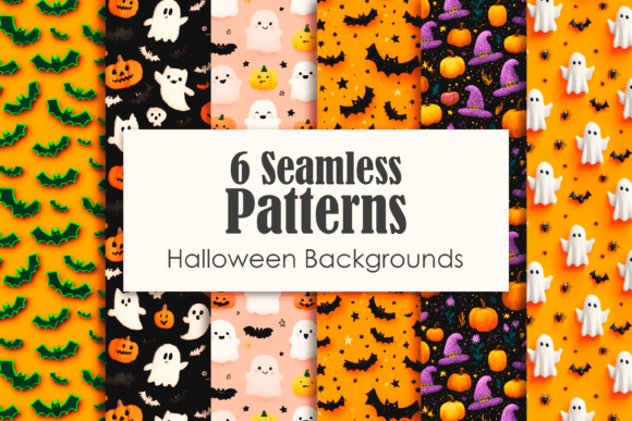 6 Halloween Seamless Patterns PNG