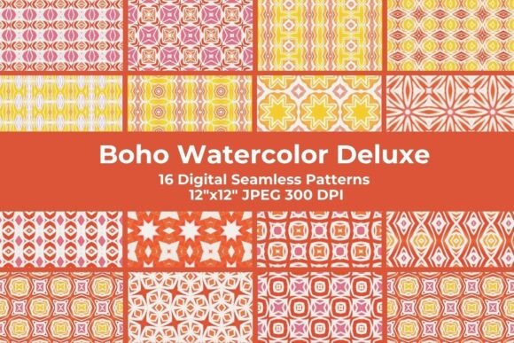 Bohemian Watercolor Seamless Patterns