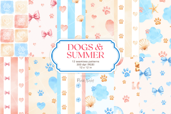 Dogs and Summer Patterns, Flowers Sea