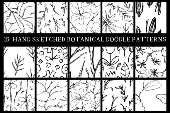 Hand Drawn Doodled Botanical Patterns