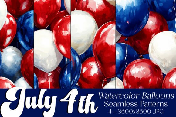 July 4th Balloons Seamless Patterns, S1