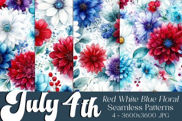 July 4th Seamless Floral Patterns 14