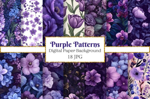 Seamless Floral Purple Patterns