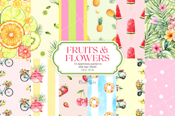 Summer Fruits and Flowers Patterns