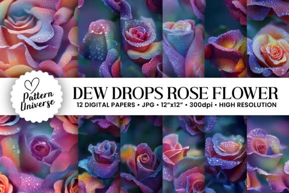 The Art of Seamless: Elevating Digital Design with Dew Drops Rose Flowers Patterns