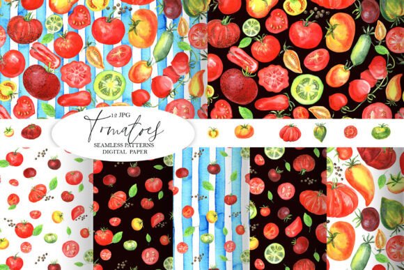 Tomatoes Seamless Patterns