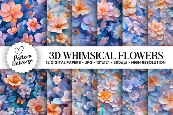 Transform Your Creative Projects with 3D Pastel Whimsical Flowers Patterns