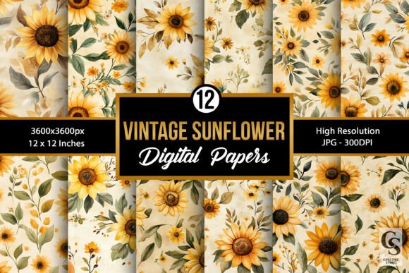 Vintage Watercolor Sunflowers Patterns: Elevating Digital Craft with AI-Refined Artistry