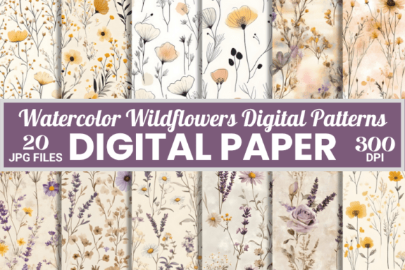 Watercolor Wildflowers Digital Patterns
